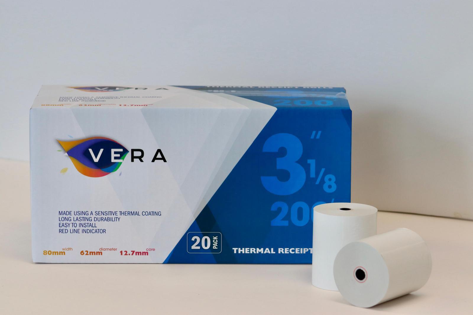 Illustrated Vera POS thermal receipt roll box